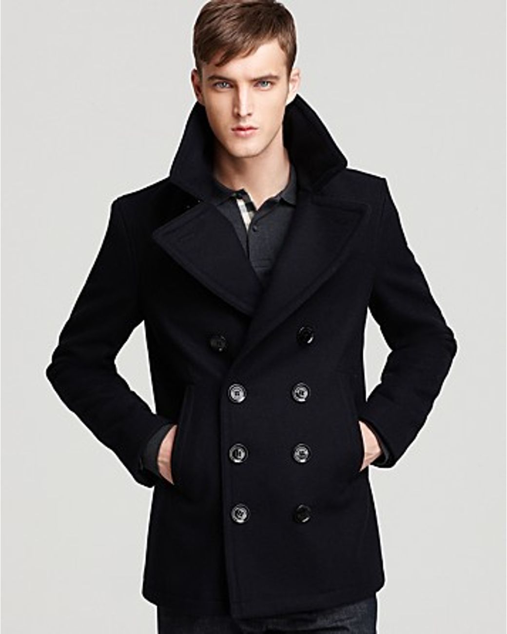 Burberry Brit Eckford Pea Coat in Blue for | Lyst