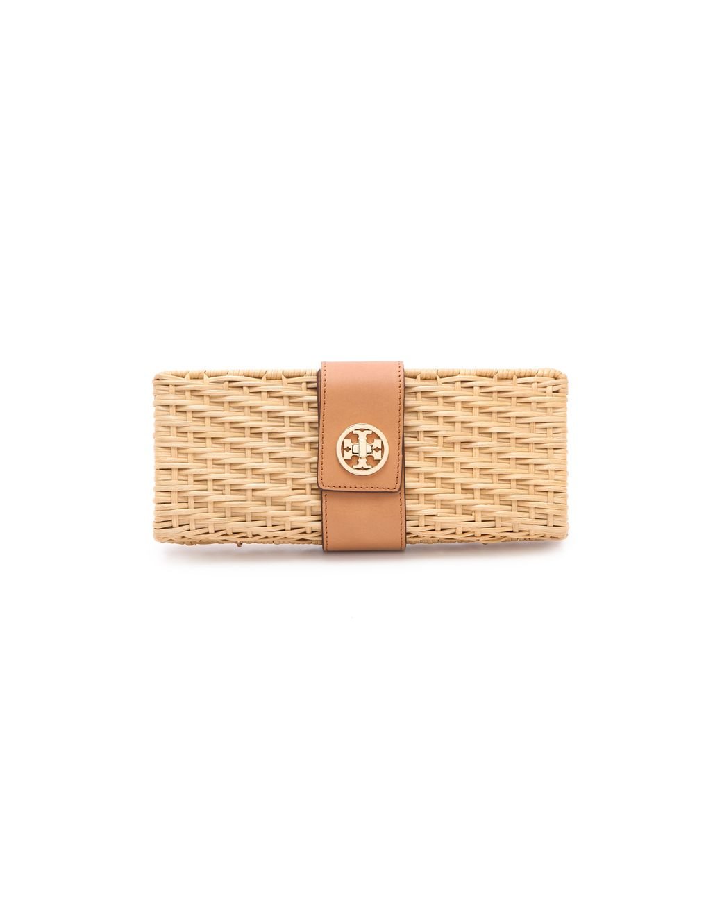 Tory Burch Lacquered Rattan Clutch in Natural | Lyst