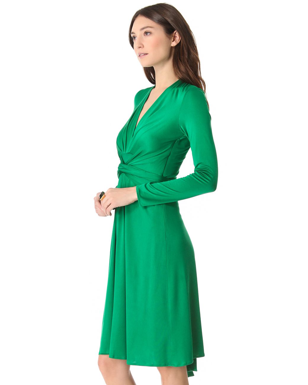 Issa Long Sleeve Wrap Dress in Green Lyst