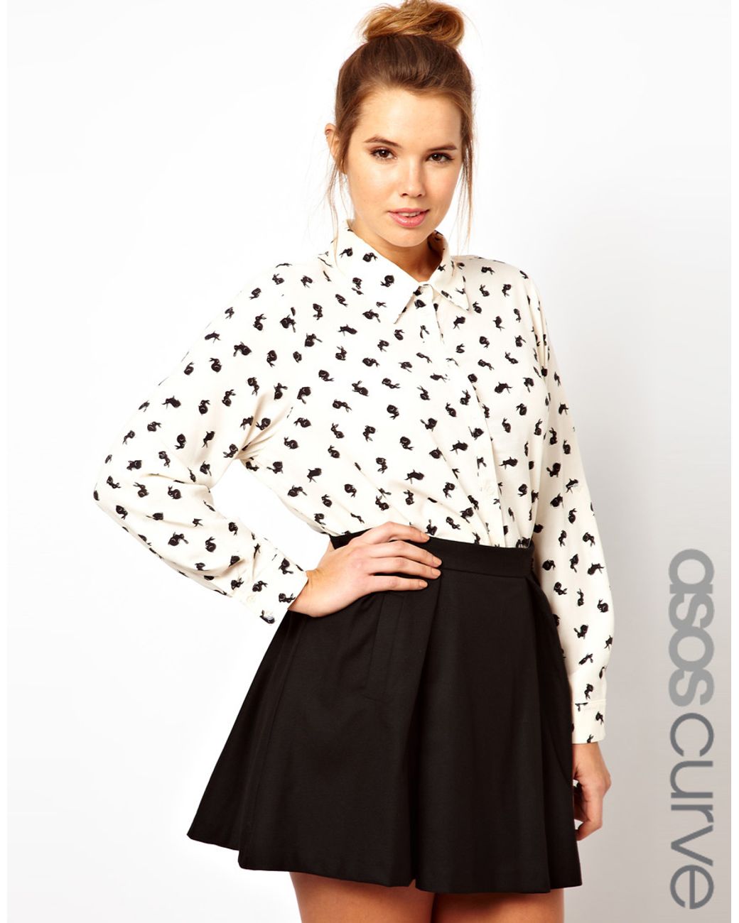 ASOS Shirt in Rabbit Print in Cream 