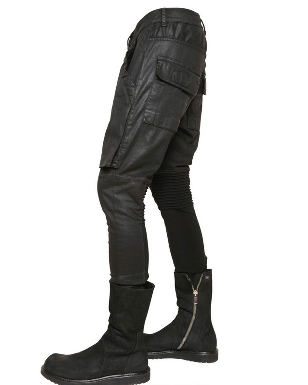 Rick Owens 15cm Memphis Wax Stretch Denim Jeans in Black for