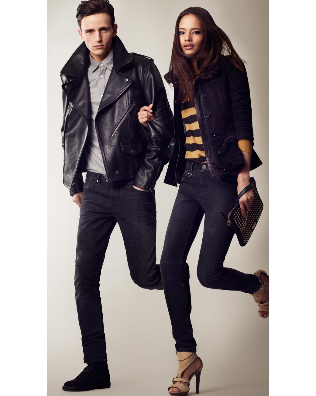 Burberry Brit Leather Biker Jacket in Black for Men | Lyst