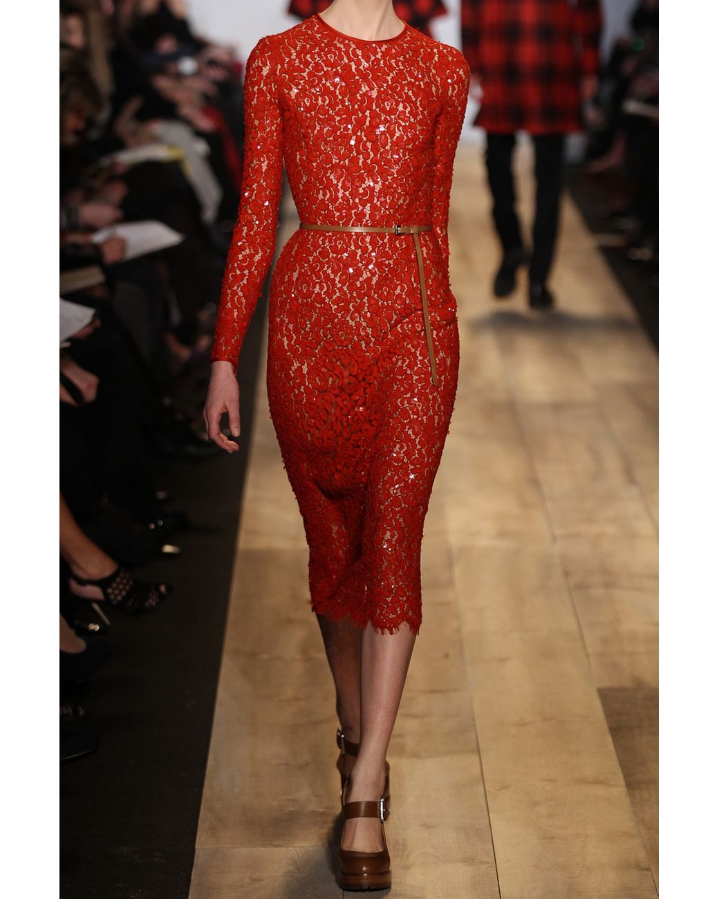 Michael kors red lace on sale dress