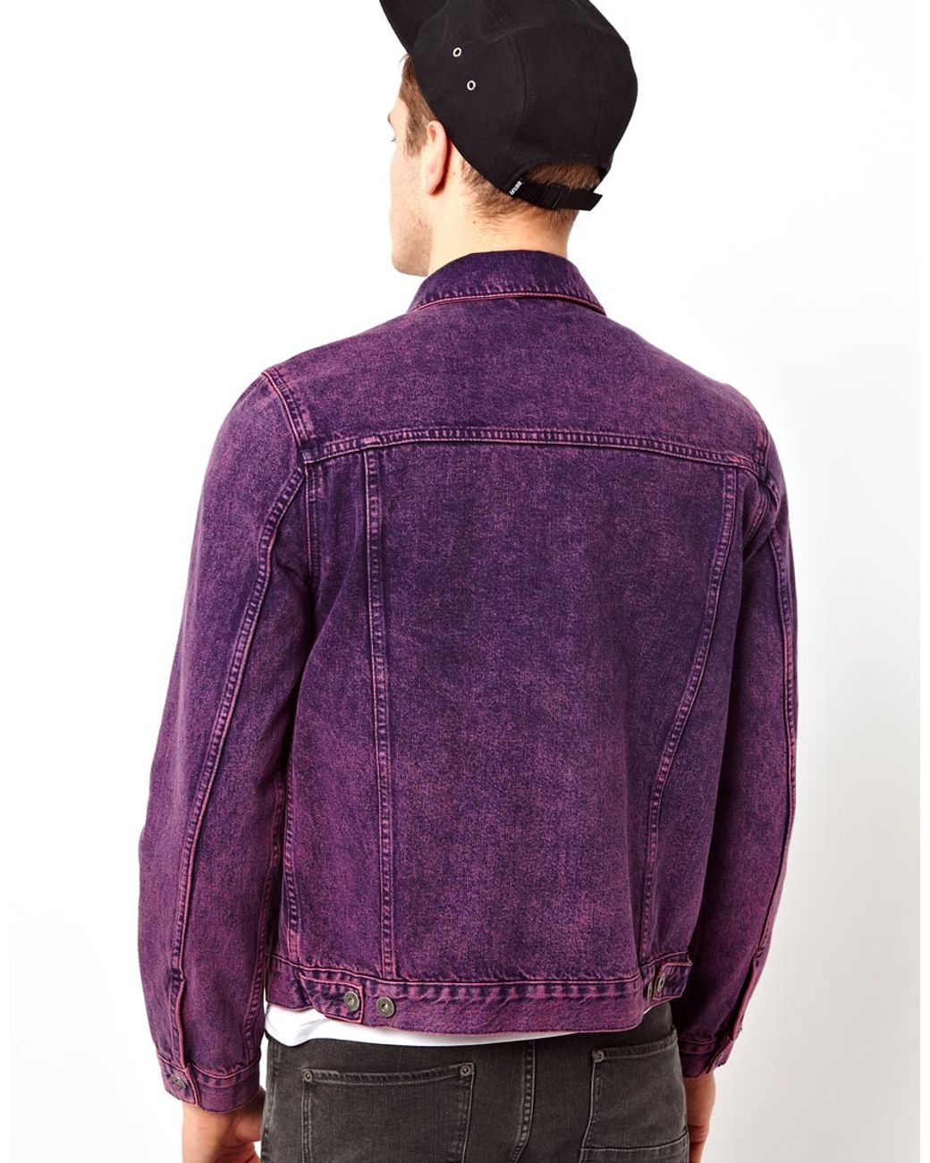 ASOS Asos Denim Jacket with Acid Wash in Purple for Men | Lyst