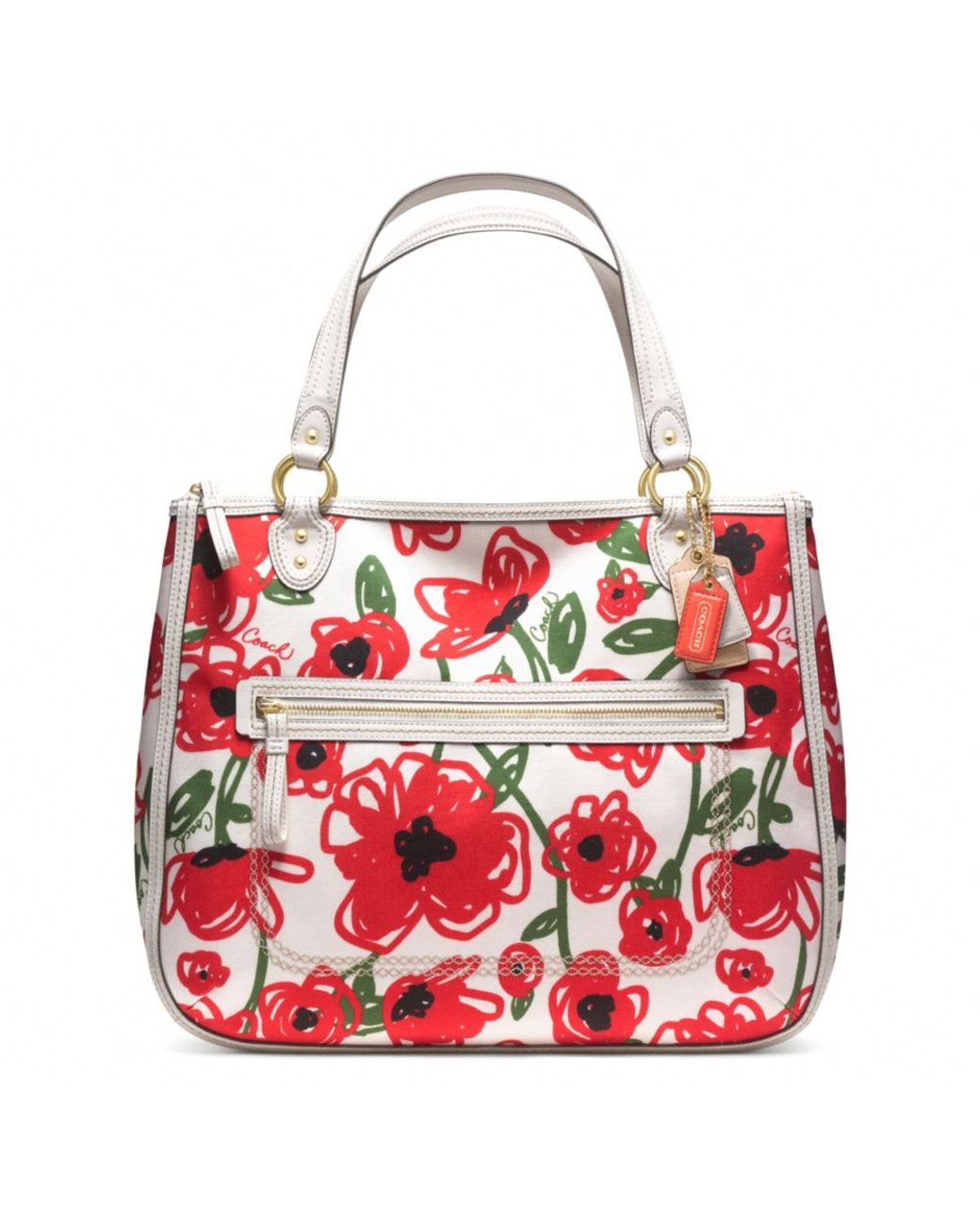 COACH Poppy Floral Print Hallie Tote in Red Lyst