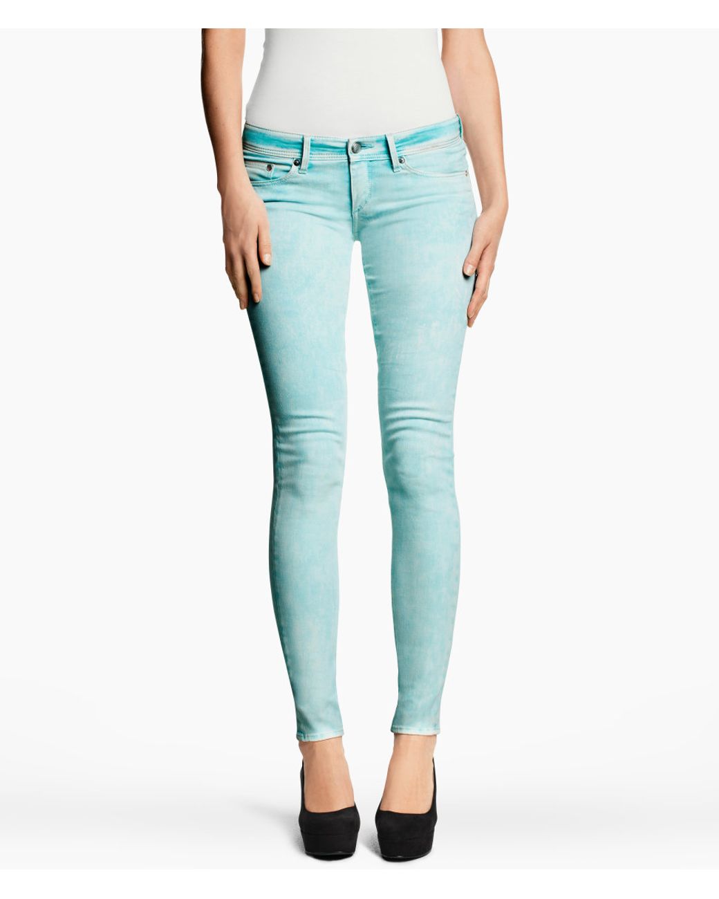 H&M Super Skinny Super Low Jeans in Blue | Lyst