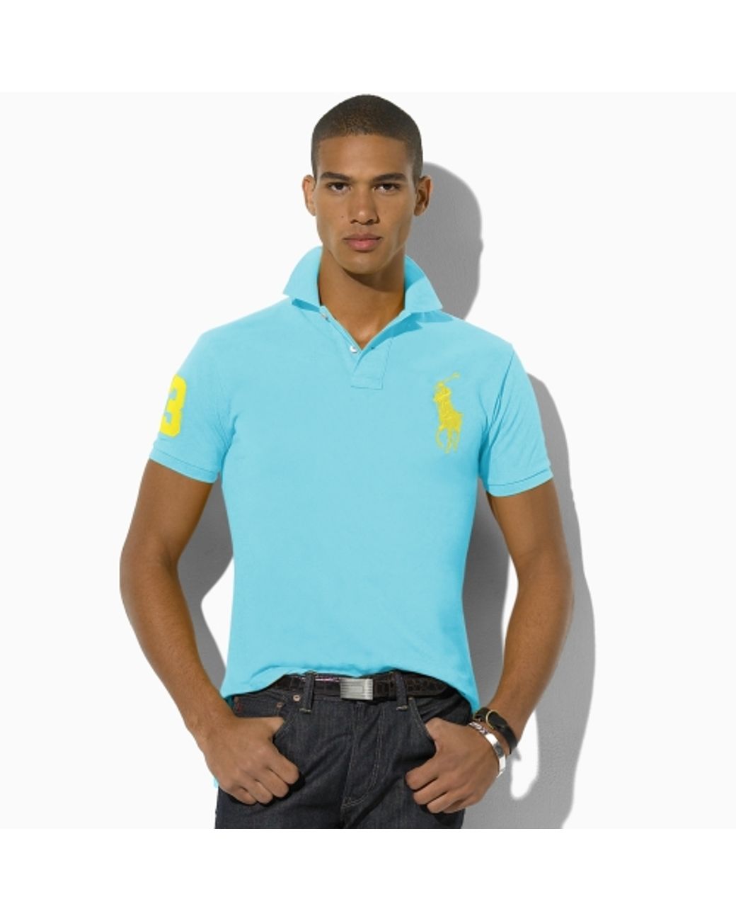 Polo Ralph Lauren Slim-fit Big Pony Polo in French Turquoise Yellow (Blue)  for Men | Lyst