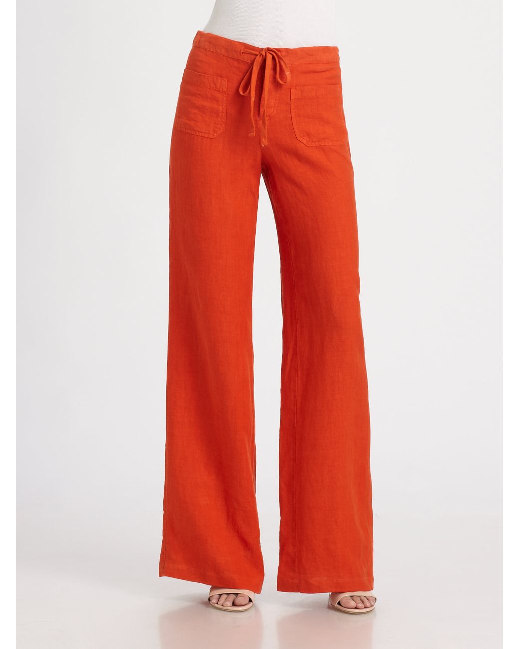 Vince Linen Beach Pants in Orange Lyst
