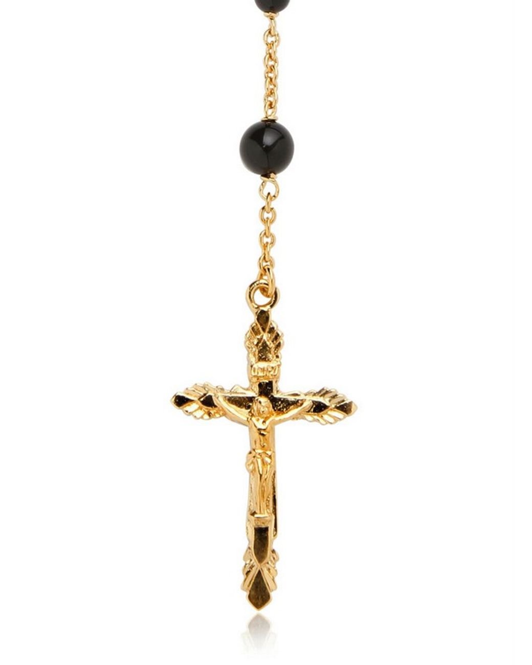 Dolce & Gabbana Gold and Black Onyx Rosary Necklace for Men Dolce & Gabbana Gold and Black Onyx Rosary Necklace for Men