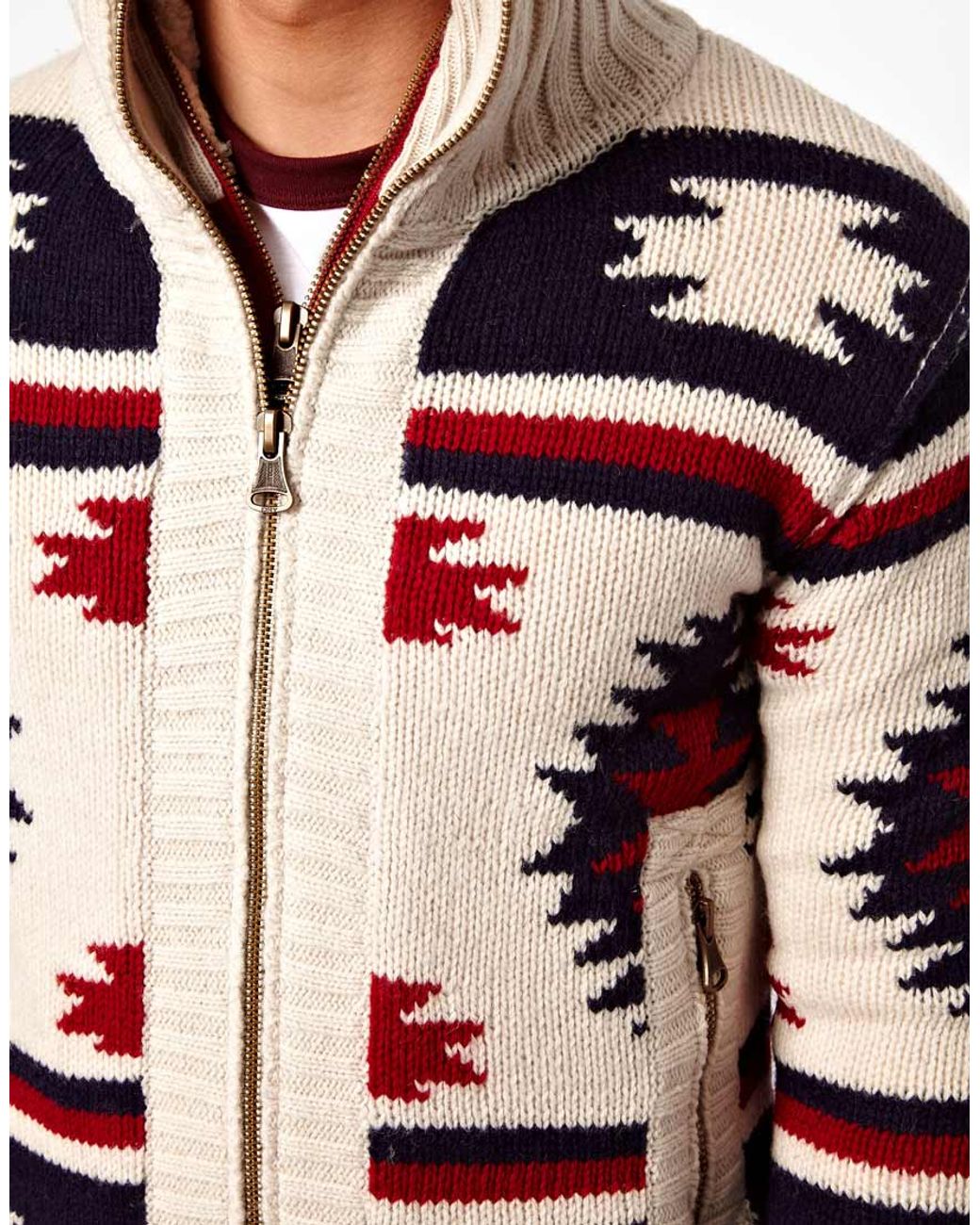 Superdry Navajo Knit Zip Cardigan in White for Men | Lyst