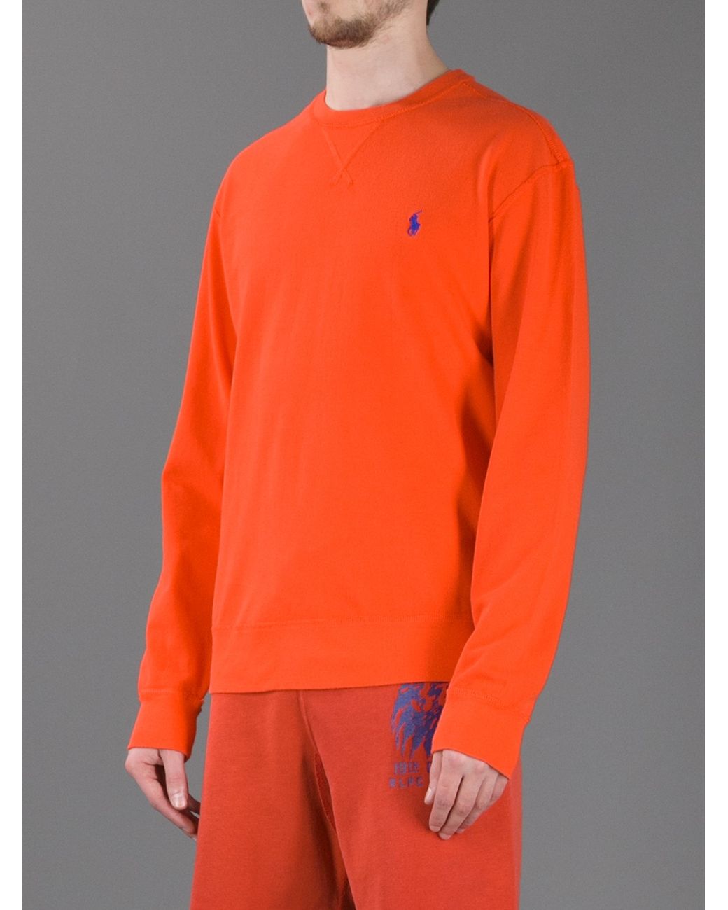 Polo Ralph Lauren Crew Neck Sweatshirt in Orange for Men | Lyst