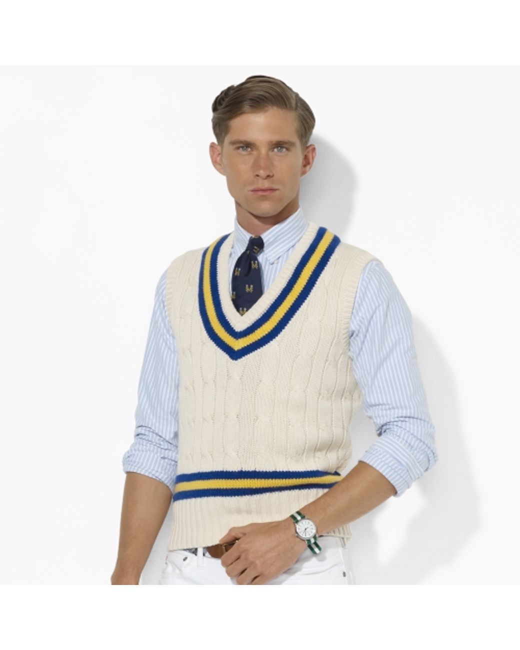 Polo Ralph Lauren Vneck Cricket Vest in Natural for Men | Lyst