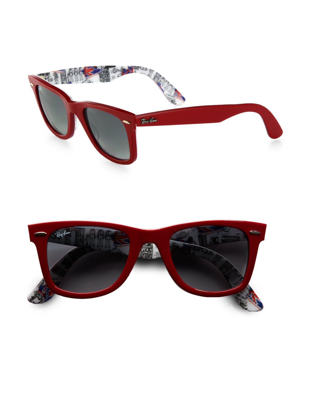 Ray-Ban London Wayfarer 50mm Sunglasses in Red | Lyst