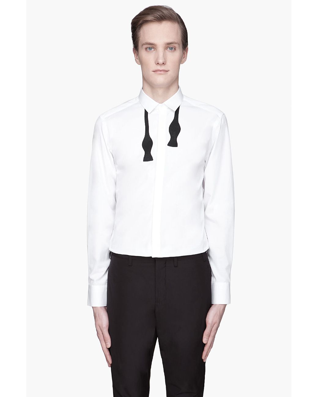 Neil Barrett White Bow Tie Printed Shirt for Men Lyst