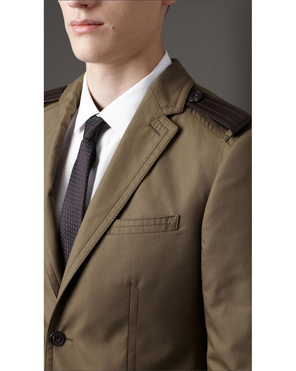 Burberry Modern Fit Cotton Gabardine Sports Jacket with Leather