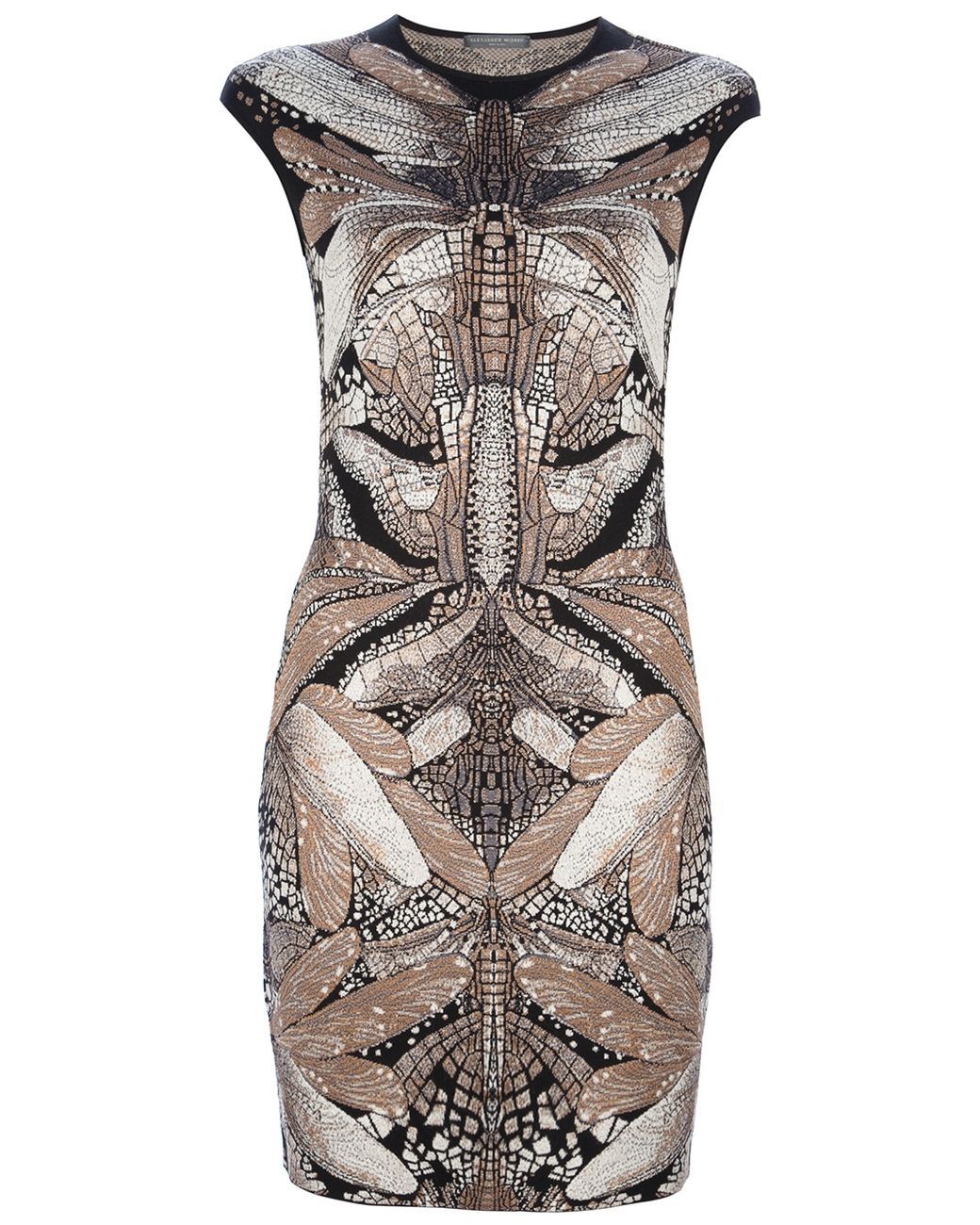 Alexander McQueen Dragonfly Print Bodycon Dress in Black (Metallic) | Lyst