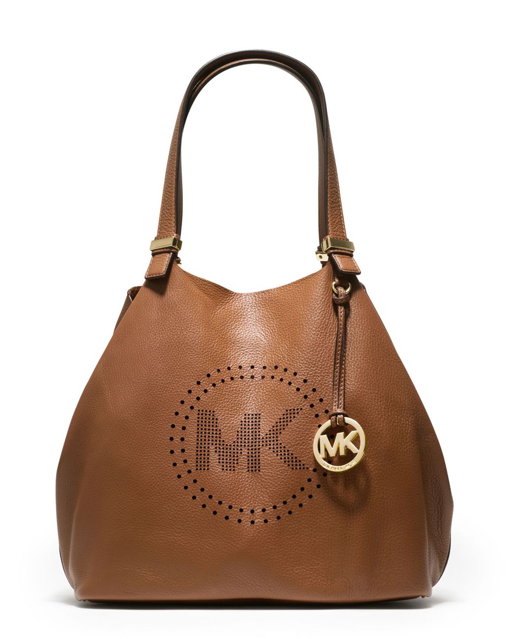 Michael Kors Large Perforated Logo Grab Bag in Brown | Lyst