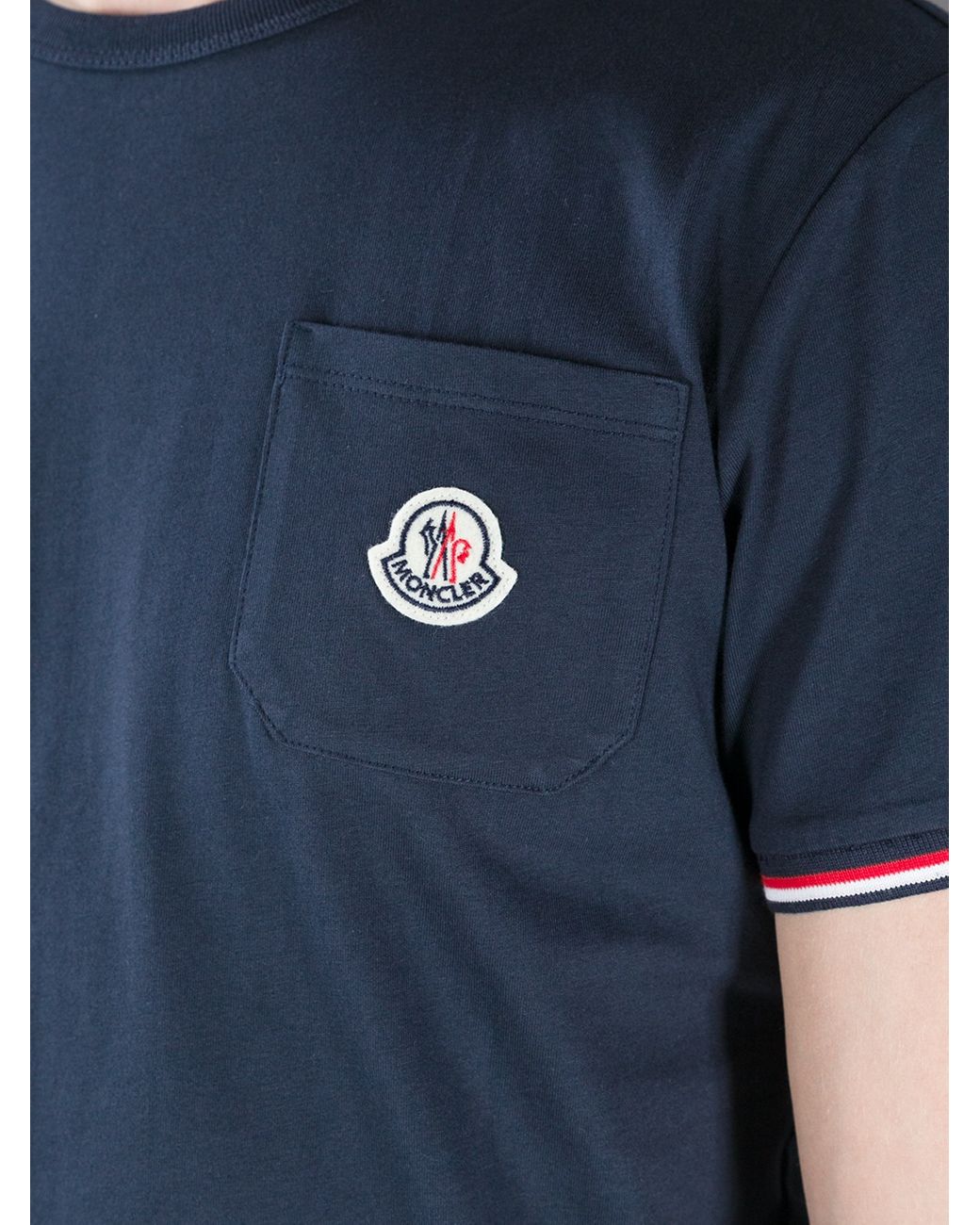 Moncler Logo Pocket Tshirt in Blue for Men | Lyst UK