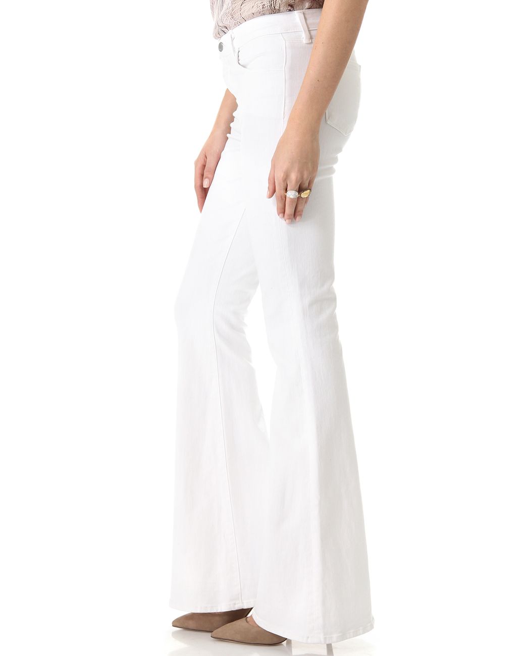J Brand Women's White Valentina High Rise Flare Jeans