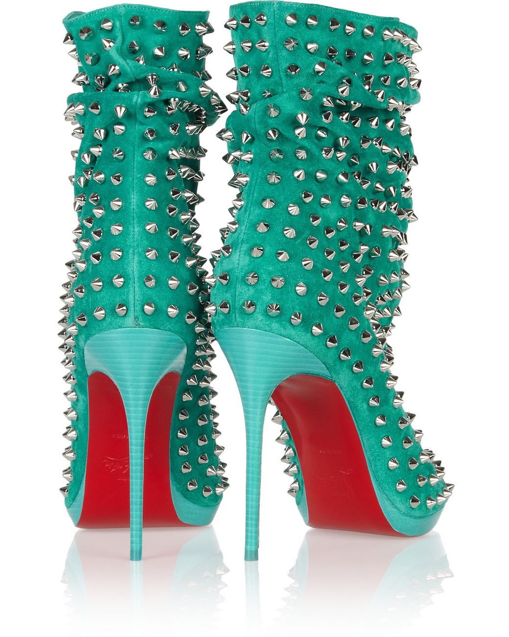 Christian Louboutin Guerilla 120 Studded Suede Ankle Boots in Blue | Lyst
