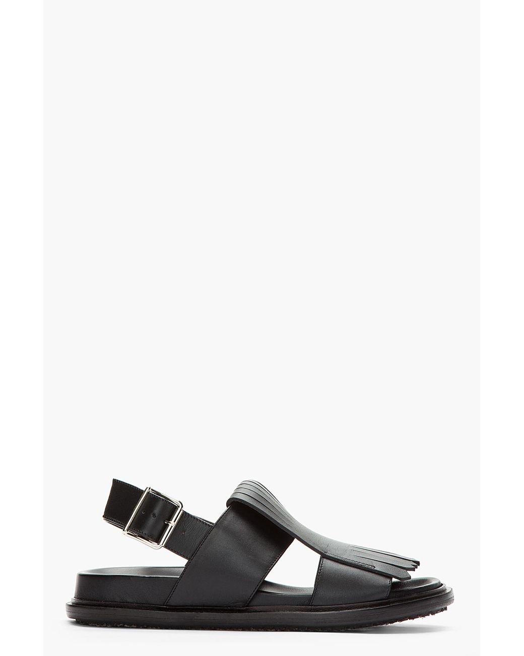 Marni Fringed Leather Sandals in Black for Men | Lyst