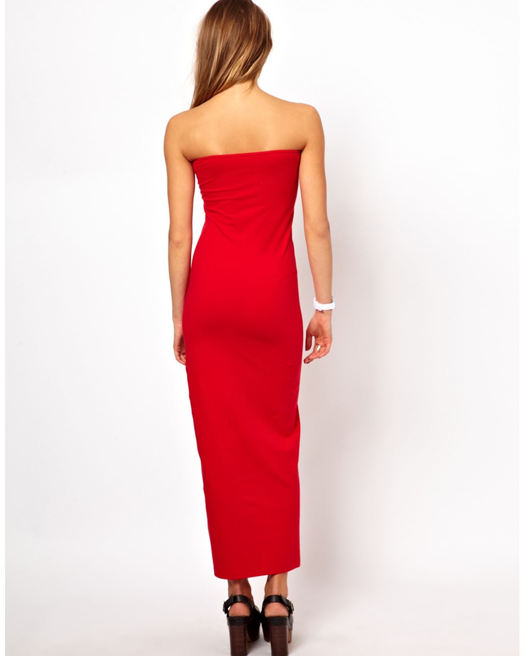 American Apparel Tube Maxi Dress in Red Lyst