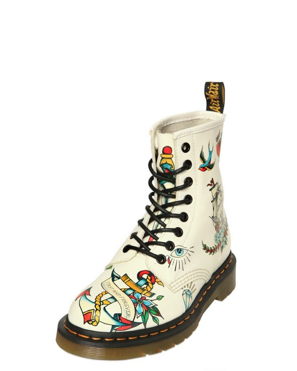 Dr. Martens 30mm Louie Calf Tattoo Boots in Natural | Lyst UK