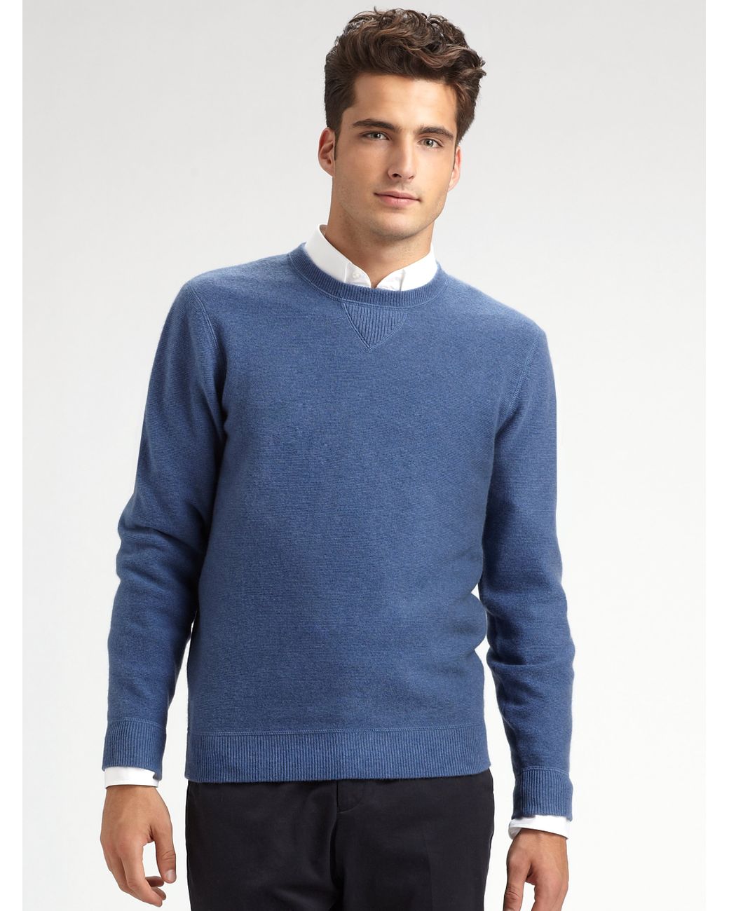 Saks Fifth Avenue Cashmere Sweater in Blue for Men | Lyst