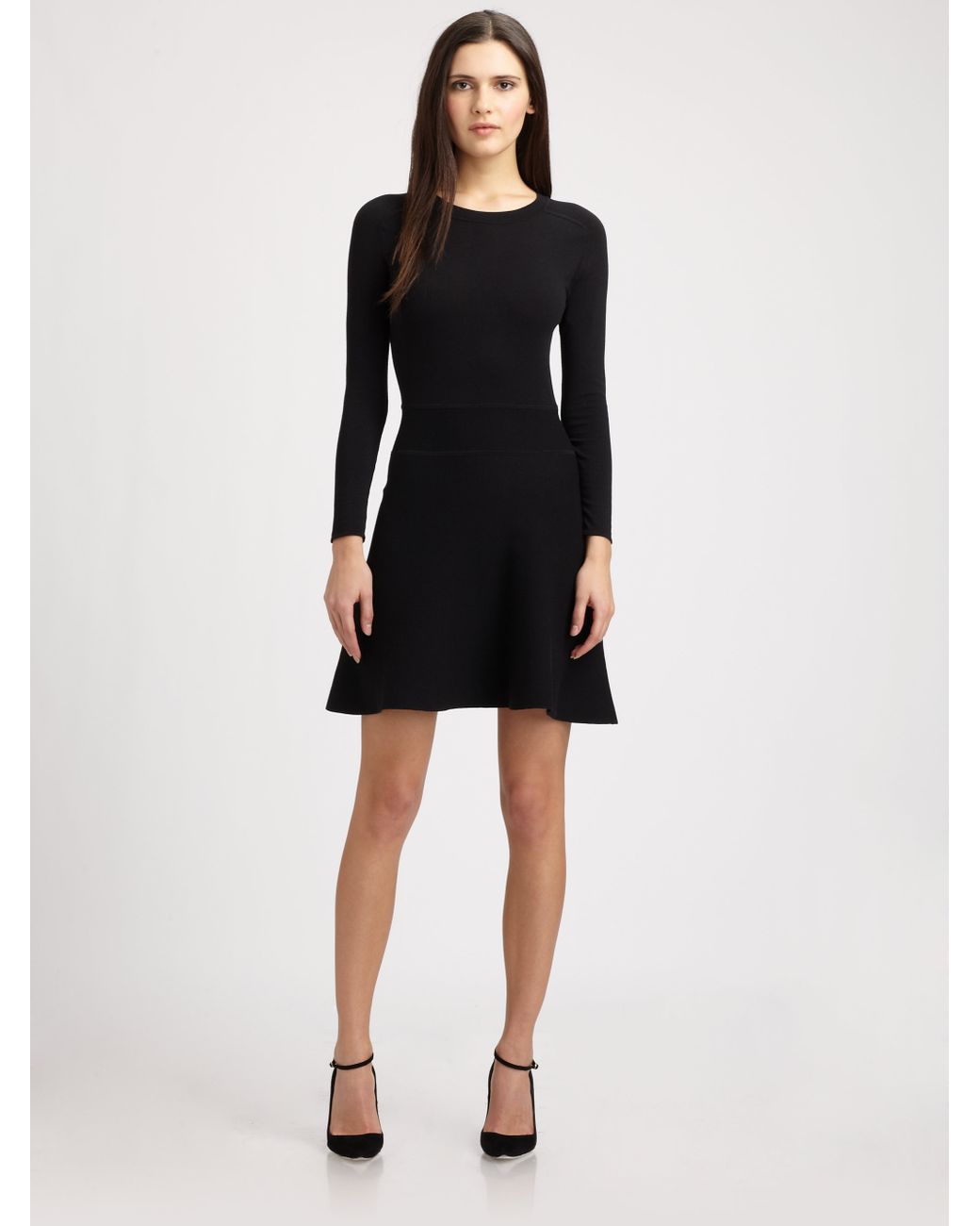 Theory Long Sleeve Dress in Black | Lyst