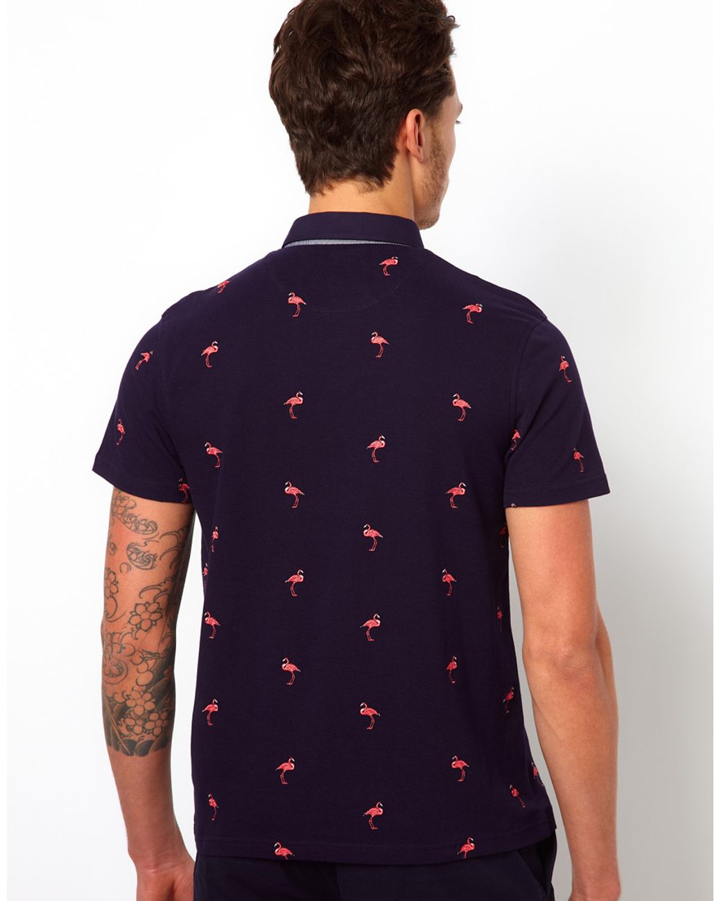 Ted Baker Polo Shirt with Flamingo Print in Blue for Men | Lyst Canada
