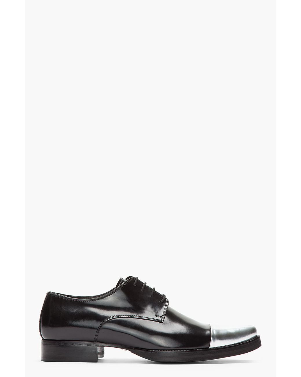 DSquared² Black Silver Cap Toe Derby Leather Dress Shoes for Men | Lyst
