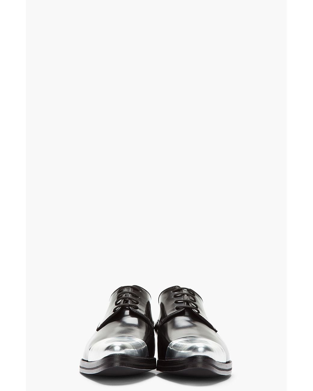 DSquared² Black Silver Cap Toe Derby Leather Dress Shoes for  display picture 1