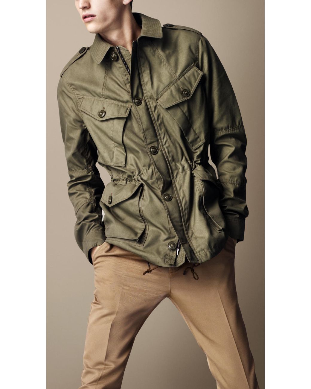 Burberry Brit Heritage Military Field Jacket in Grey for Men | Lyst UK