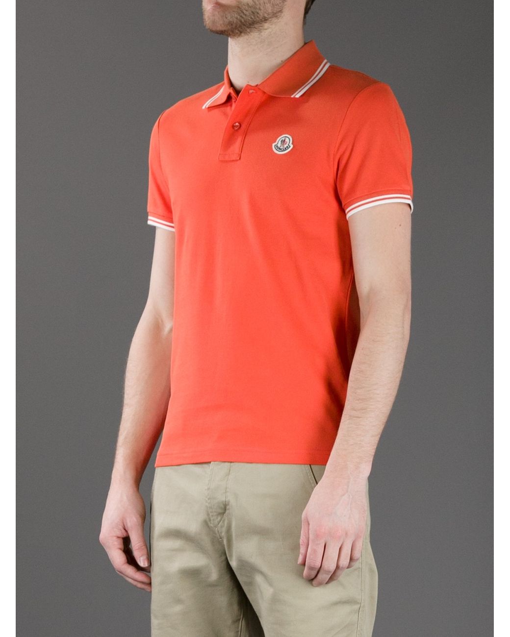 Moncler Classic Polo Shirt in Orange for Men | Lyst UK
