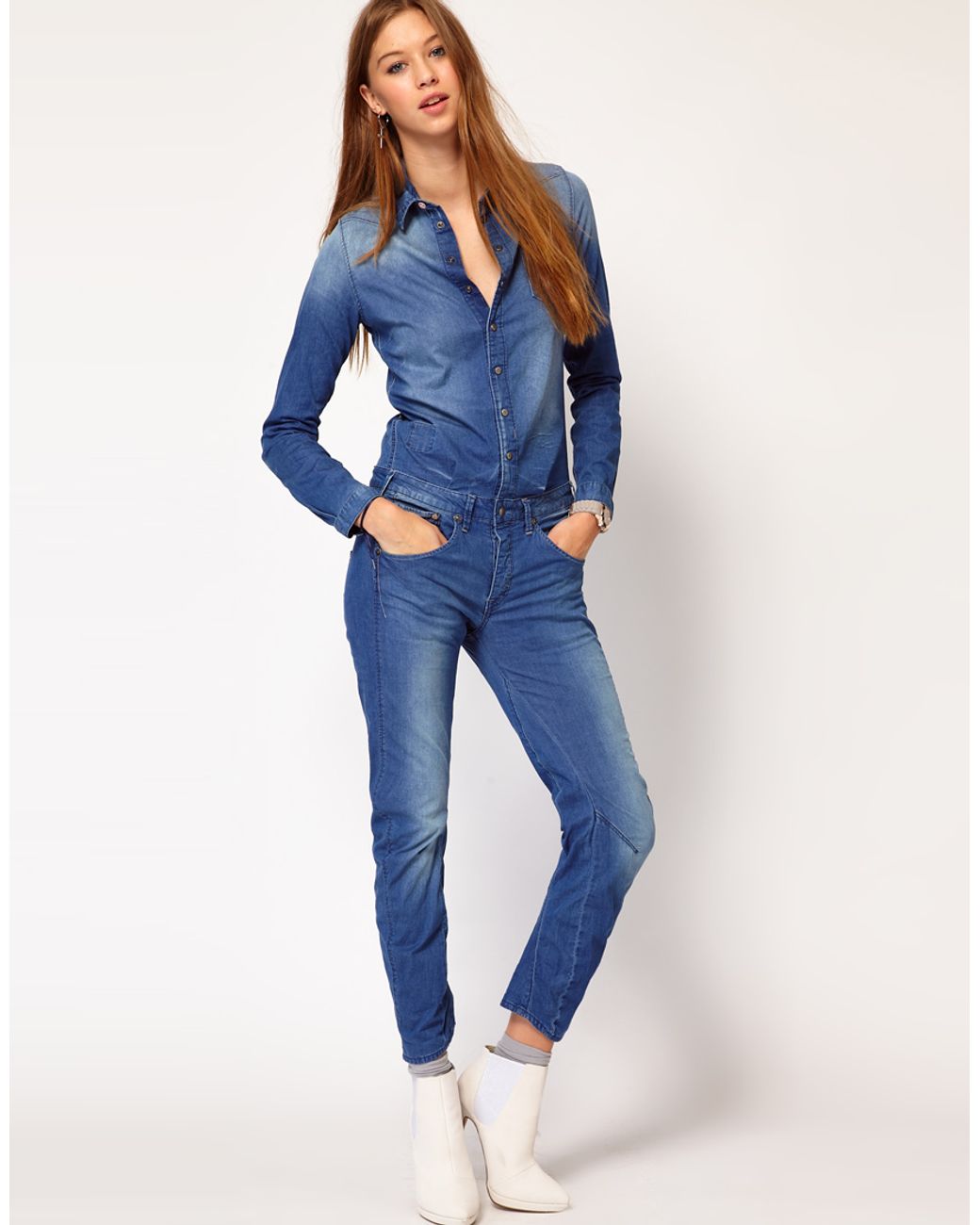 G-Star RAW Gstar Denim Jumpsuit in Blue | Lyst