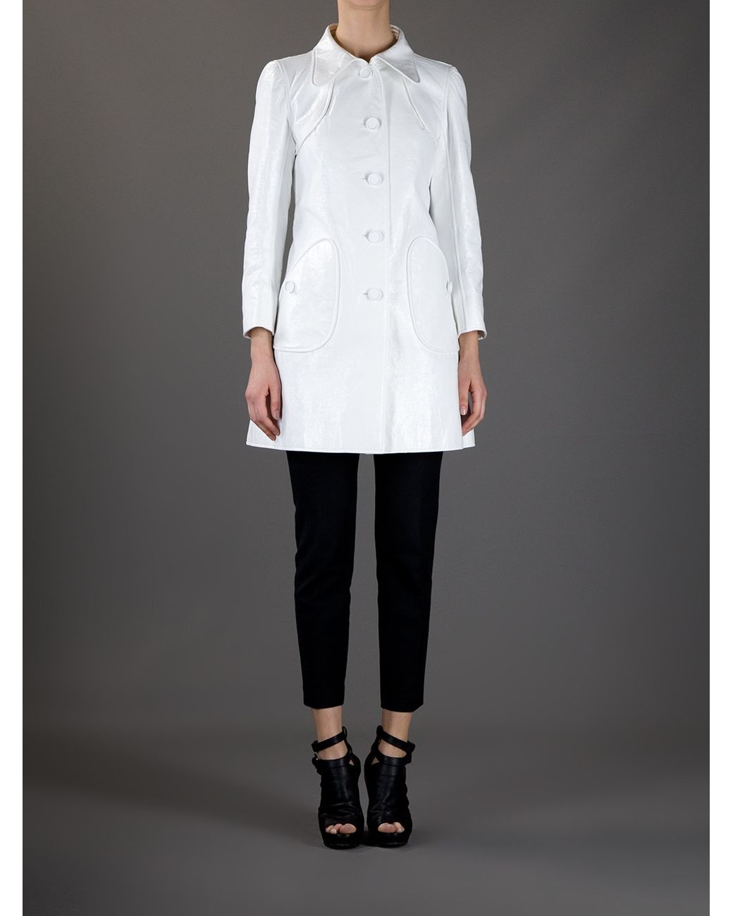 Courreges Vinyl Trench Coat in White Lyst