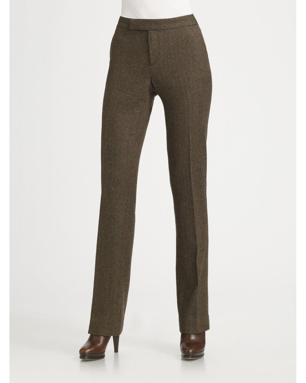 Ralph Lauren Collection Wool Cashmere Tweed Pants in Brown Lyst
