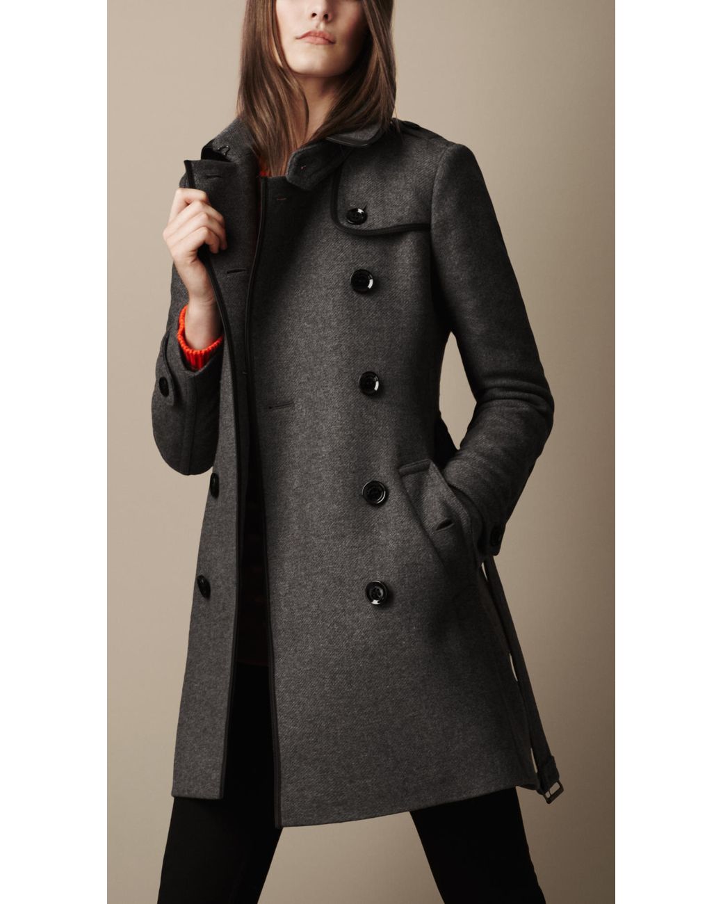 Burberry Brit Midlength Woven Wool Blend Trench Coat in Grey | Lyst UK