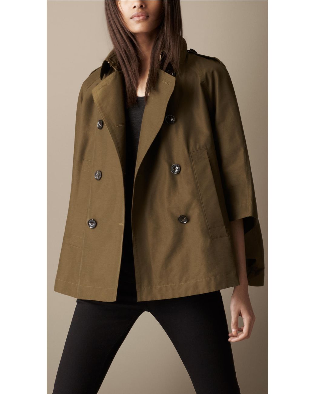 Burberry Brit Short Swing Cape Trench Coat in Brown | Lyst