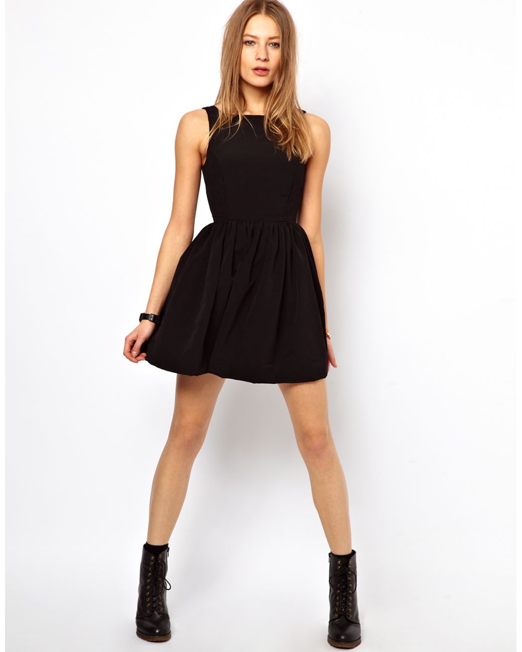 American Apparel Button Back Swing Dress in Black | Lyst