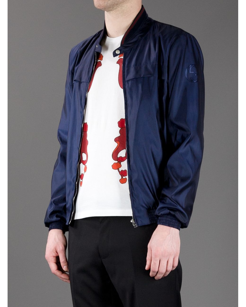 Gucci Bomber Jacket in Blue for Men | Lyst