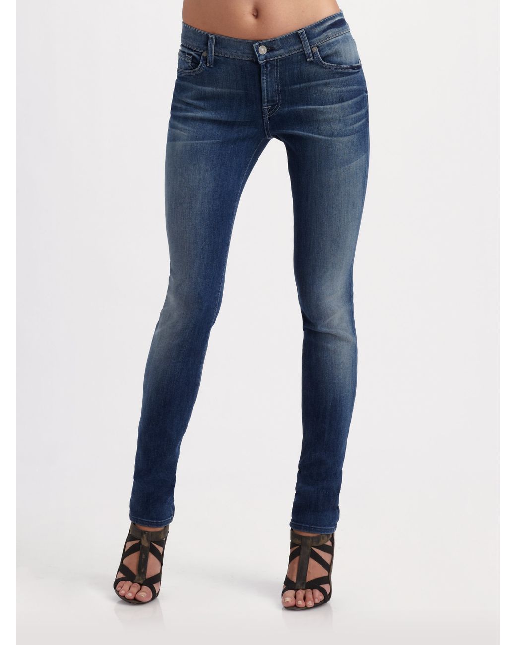 7 For All Mankind Roxanne Skinny Jeans in Blue | Lyst