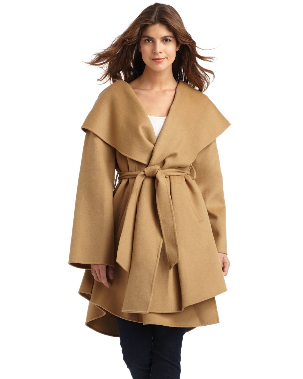 Dawn Levy Wool Cashmere Wrap Coat in Camel (Brown) | Lyst