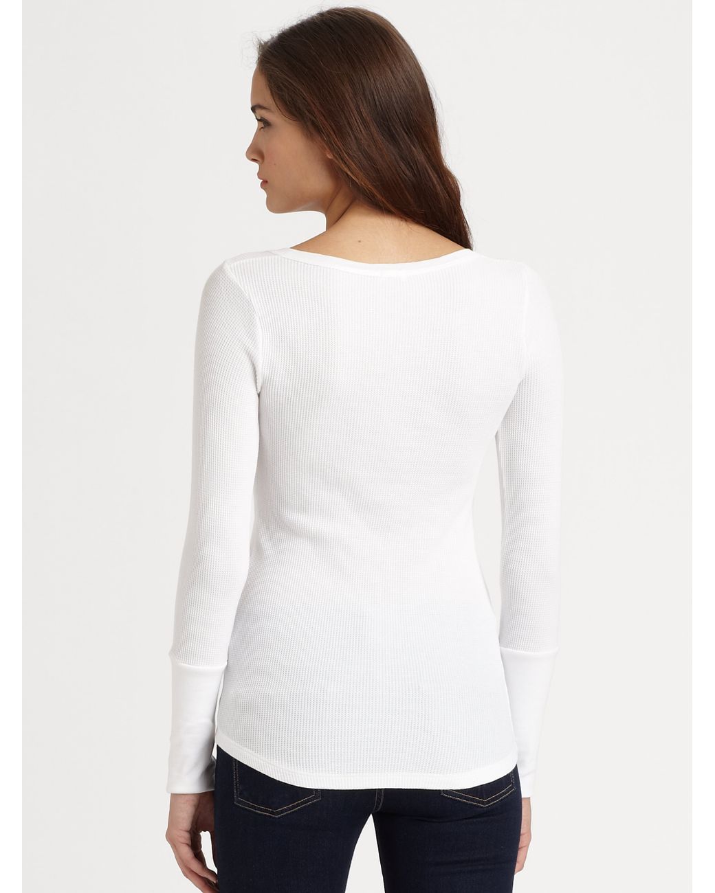 Splendid Thermal Henley Top in White | Lyst
