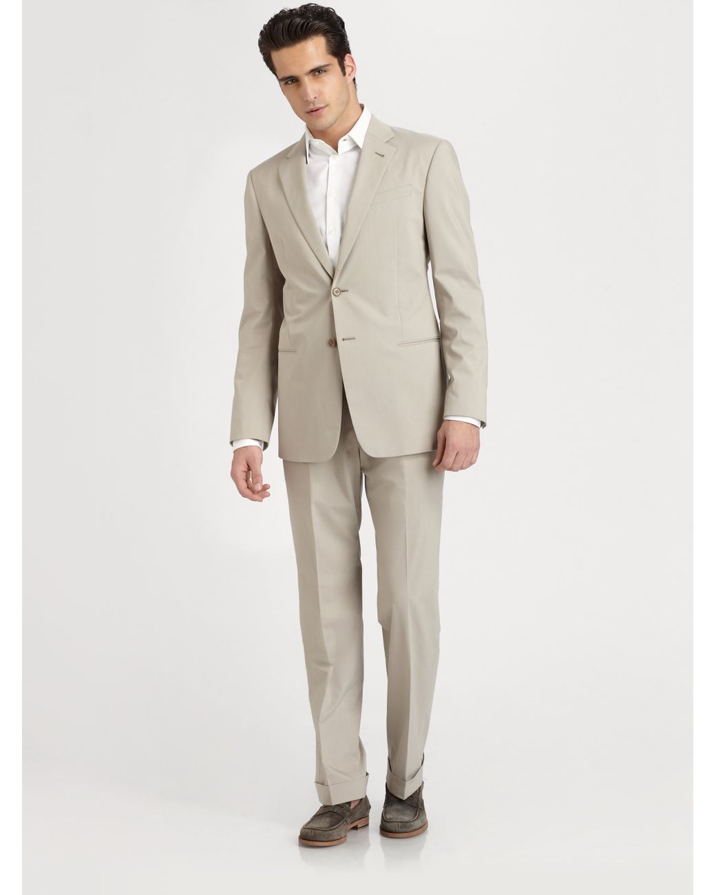 cascade zuiverheid Minachting Armani Cotton Summer Suit in Natural for Men | Lyst