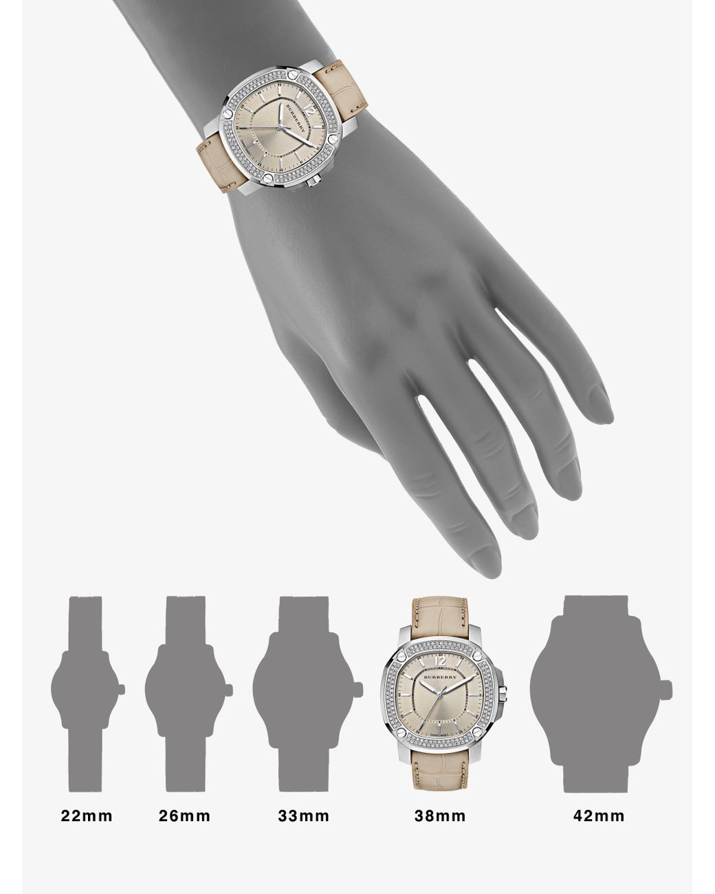 Burberry Britain Diamond, Stainless Steel & Crocodile Strap Watch