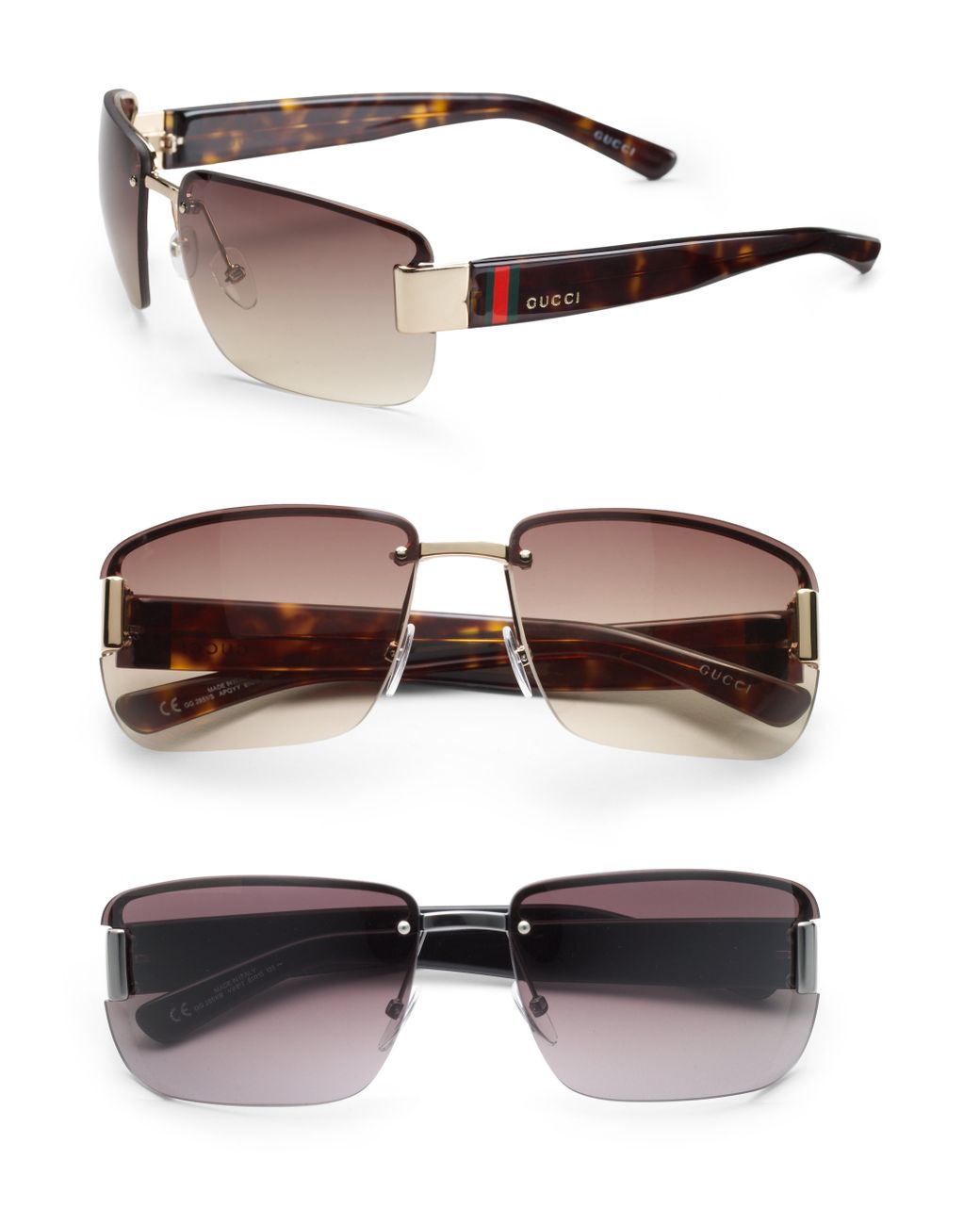 Gucci Rimless Rectangle Sunglasses in Black for Men | Lyst