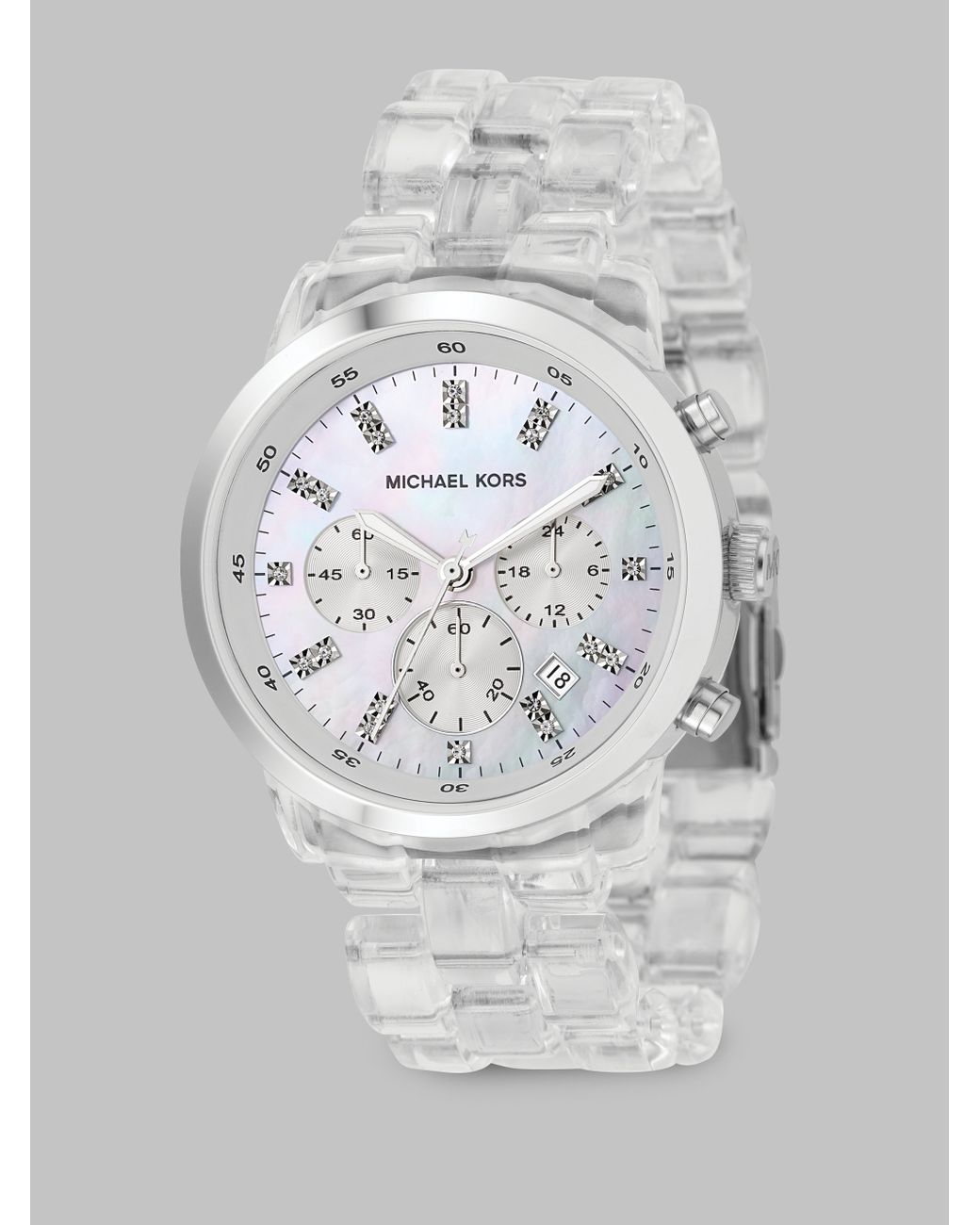 Michael Kors Clear Chronograph Bracelet Watch | Lyst