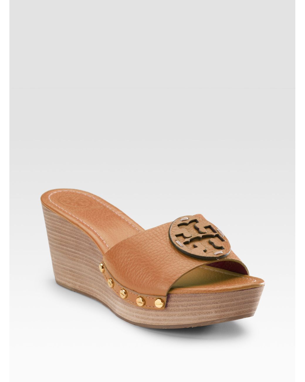Tory Burch Patti Wedge Sandals in Brown | Lyst