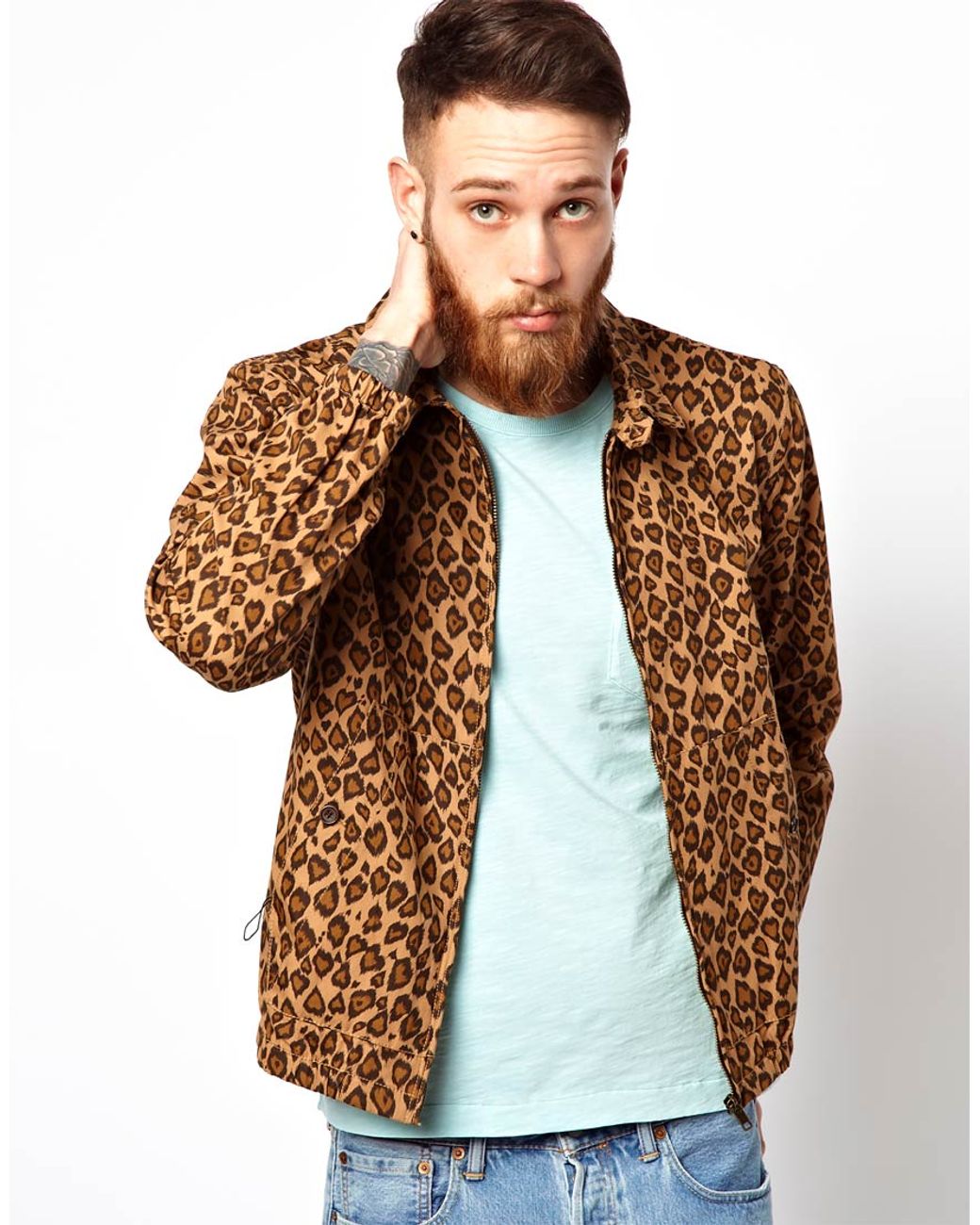 YMC Jacket with Leopard Print in Natural for Men | Lyst